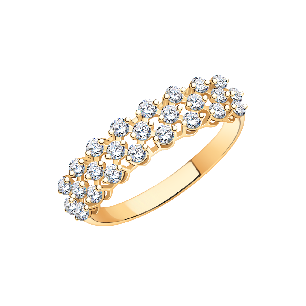 10874 кольцо 585* Кольцо из красного золота с фианитами | ювелирная компания ATOLL