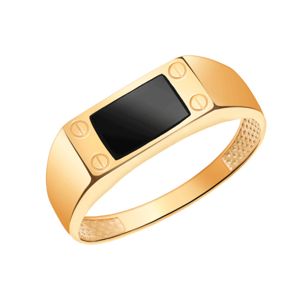 4173эс10 кольцо 585* Печатка мужская из серебра с эмалью | ювелирная компания ATOLL