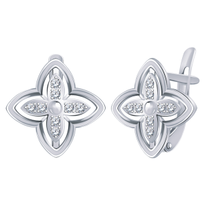 Серьги из серебра с фианитами