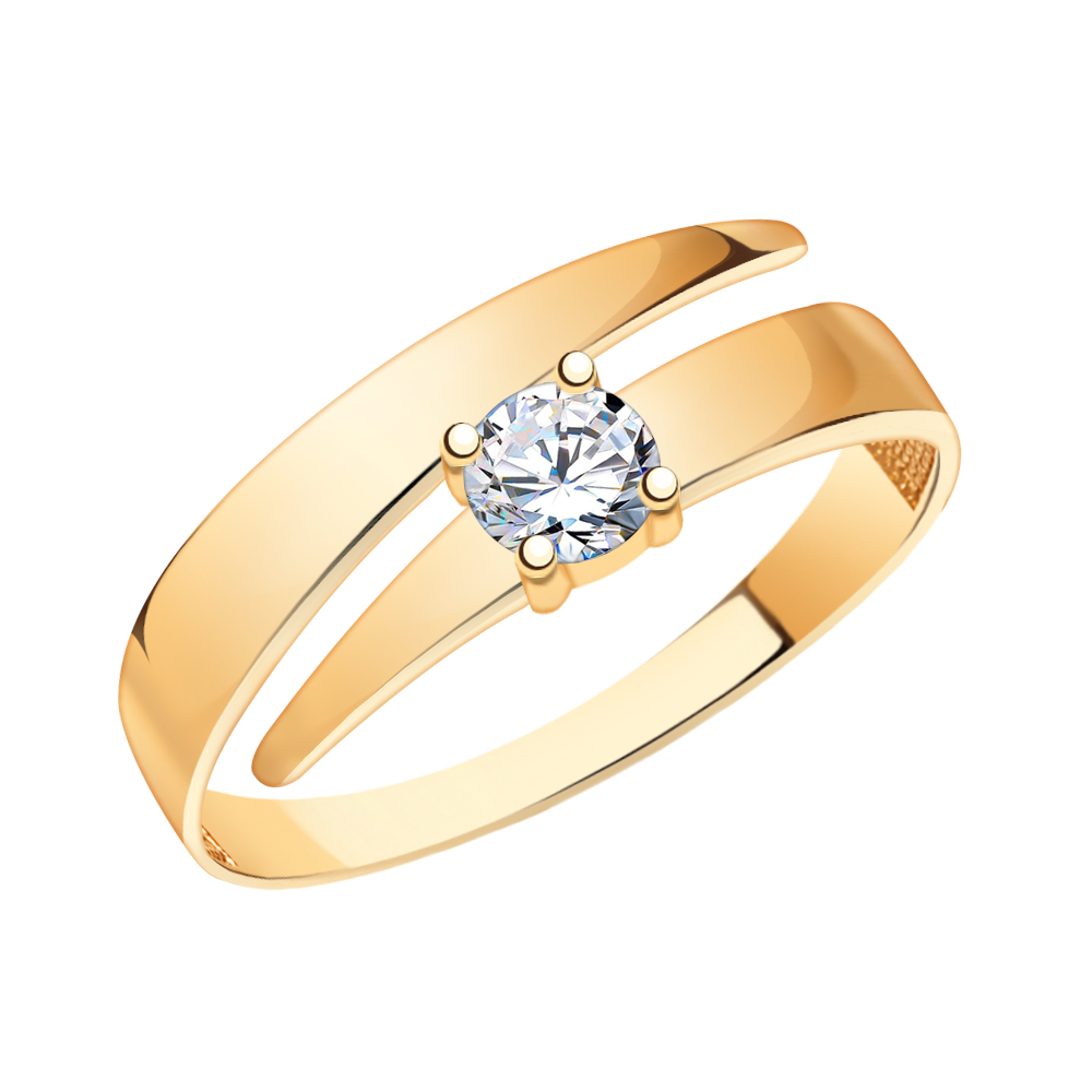 11108 кольцо 585* Кольцо из красного золота с фианитом | ювелирная компания ATOLL