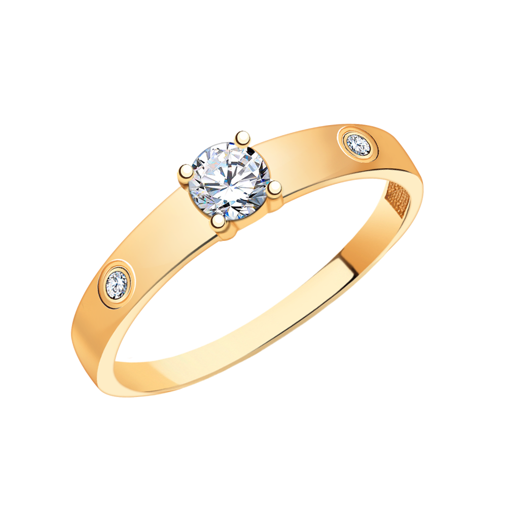 11075 кольцо 585* Кольцо из красного золота с фианитами | ювелирная компания ATOLL