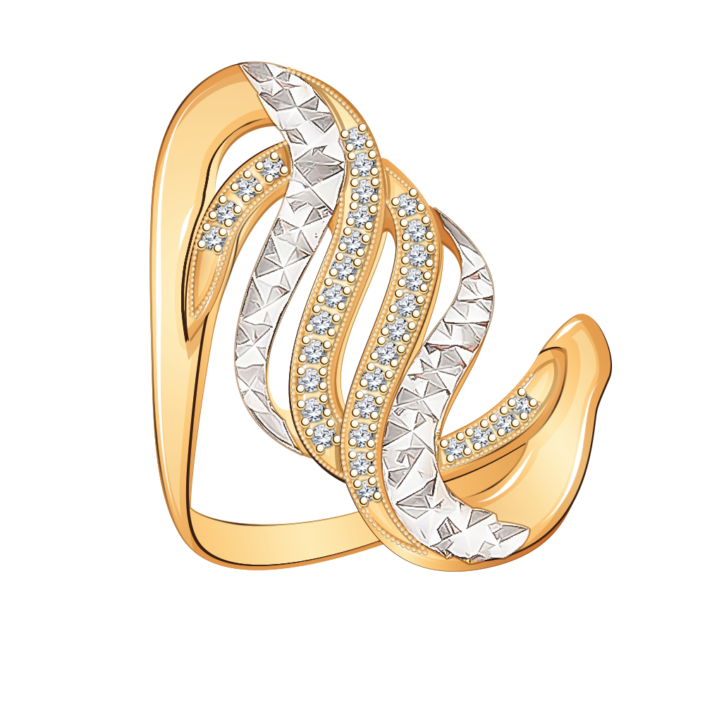 10520а кольцо 585* Кольцо из красного золота с алмазной гранью и фианитами | ювелирная компания ATOLL