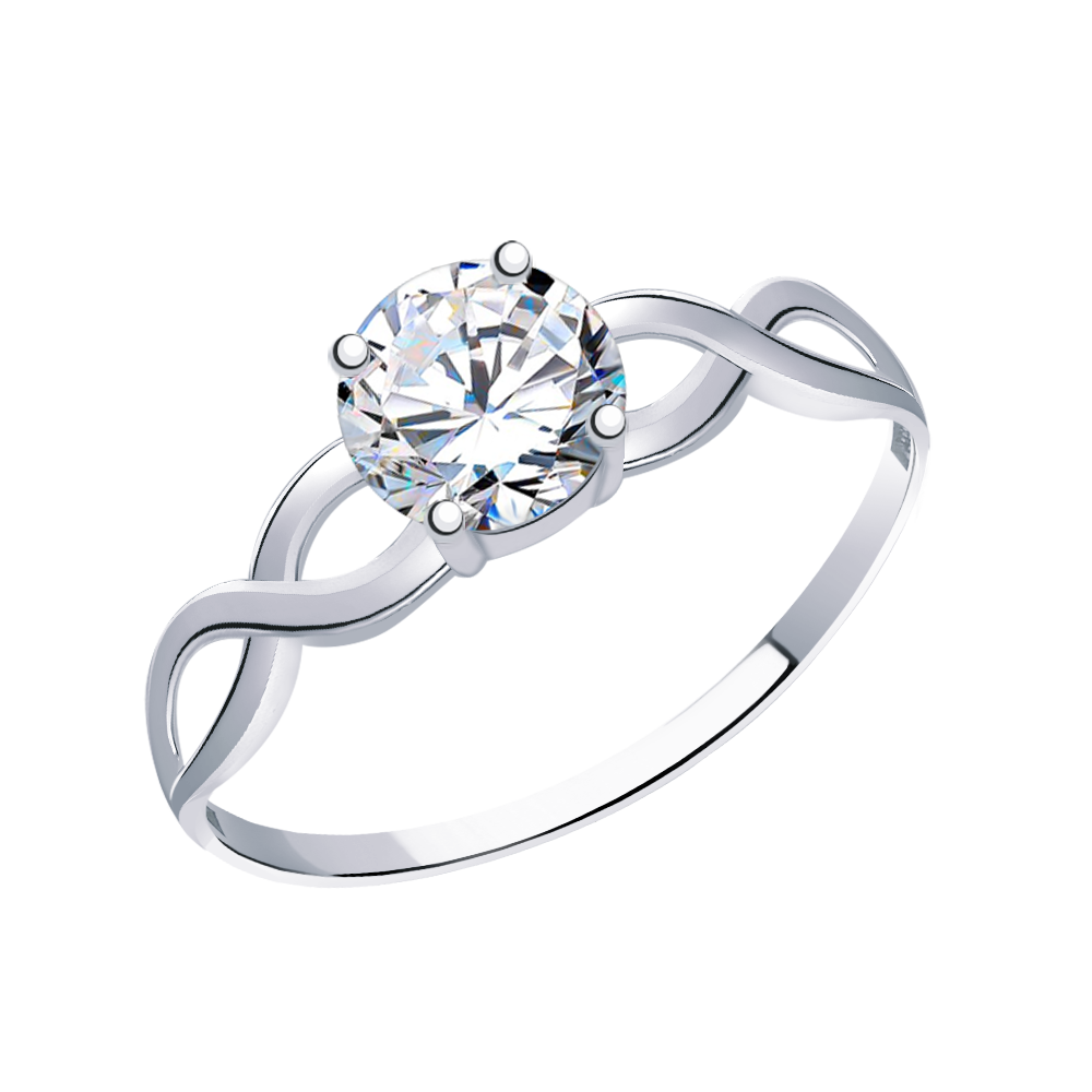 б11229 кольцо 585* Кольцо из белого золота с фианитом | ювелирная компания ATOLL