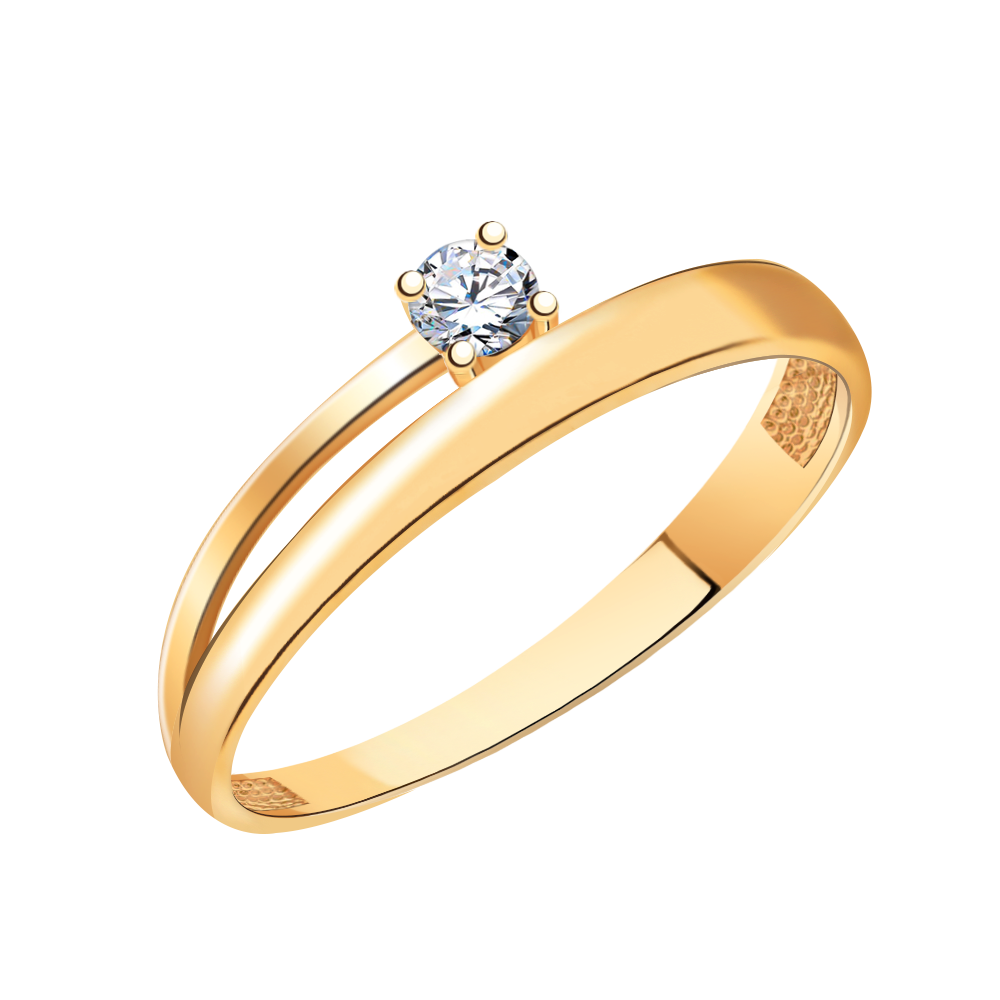 11032 кольцо 585* Кольцо из красного золота с фианитом | ювелирная компания ATOLL