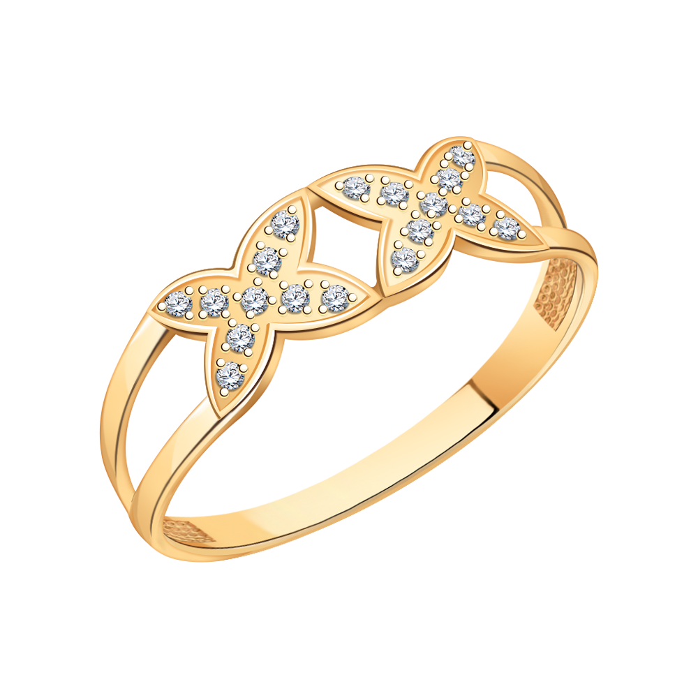 11061 кольцо 585* Кольцо из красного золота с фианитами | ювелирная компания ATOLL
