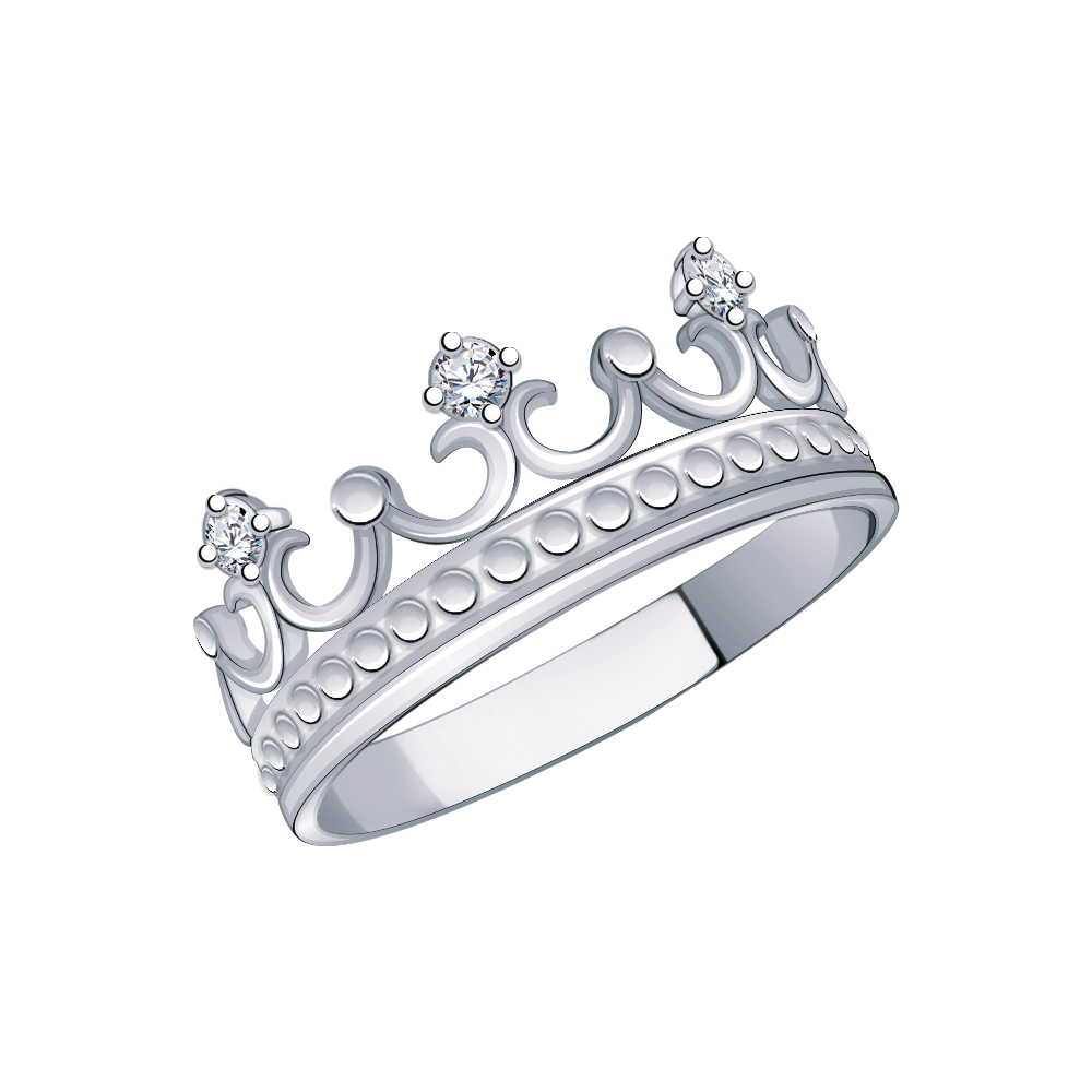 10785-925 кольцо 925* Кольцо Корона из серебра с фианитами | ювелирная компания ATOLL