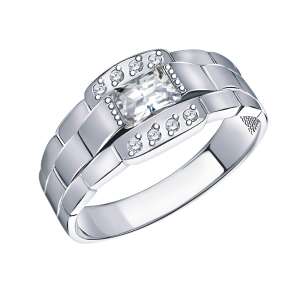 Печатка мужская из серебра с фианитами