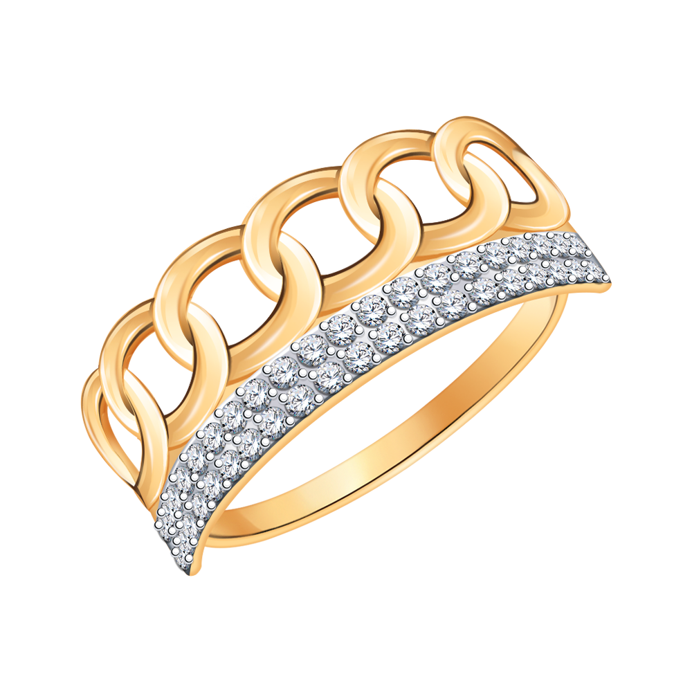 10981 кольцо 585* Кольцо из красного золота с фианитами | ювелирная компания ATOLL