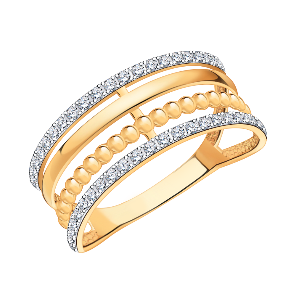 11067 кольцо 585* Кольцо из красного золота с фианитами | ювелирная компания ATOLL