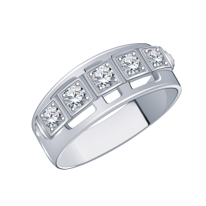 Печатка мужская из серебра с фианитами