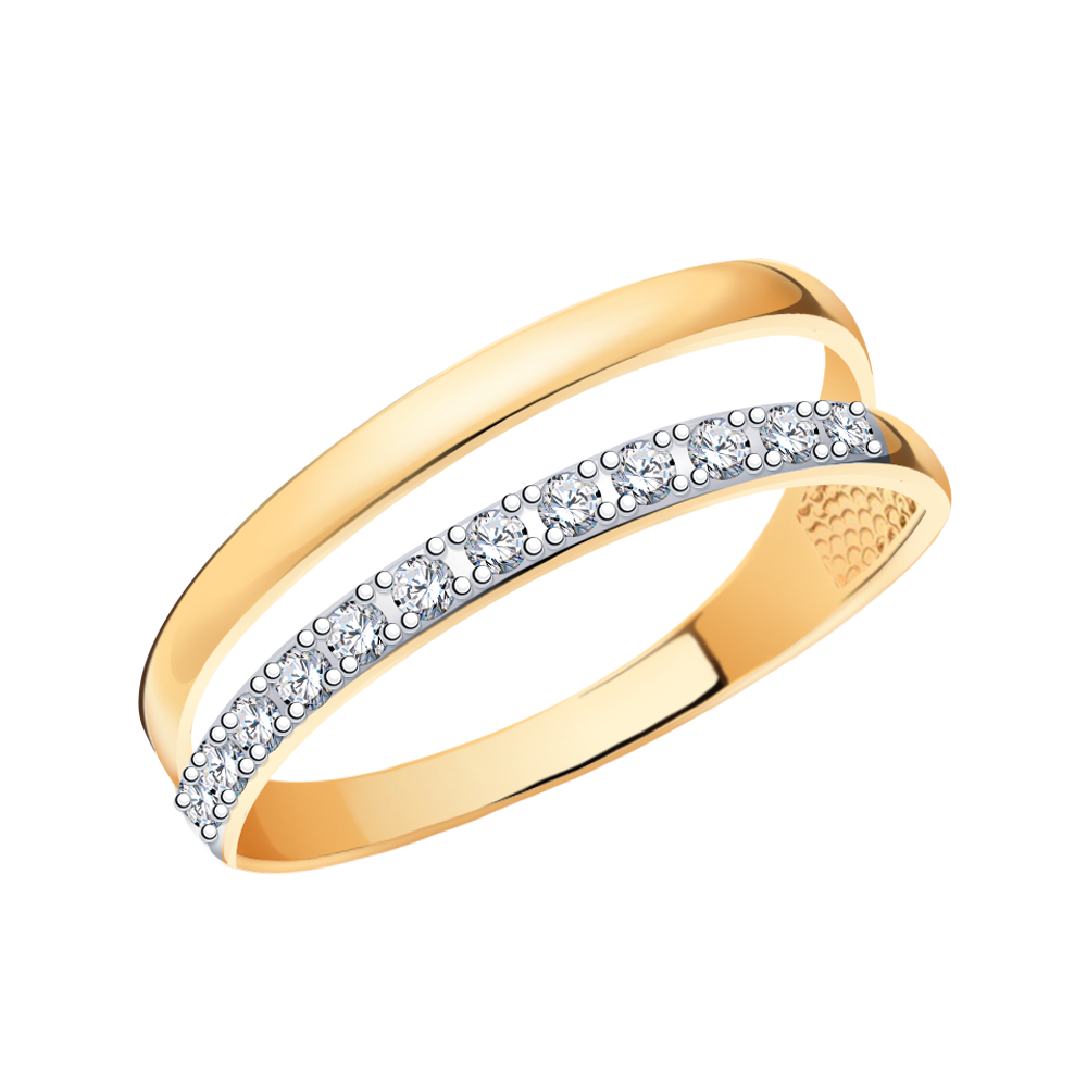 11119 кольцо 585* Кольцо из красного золота с фианитами | ювелирная компания ATOLL