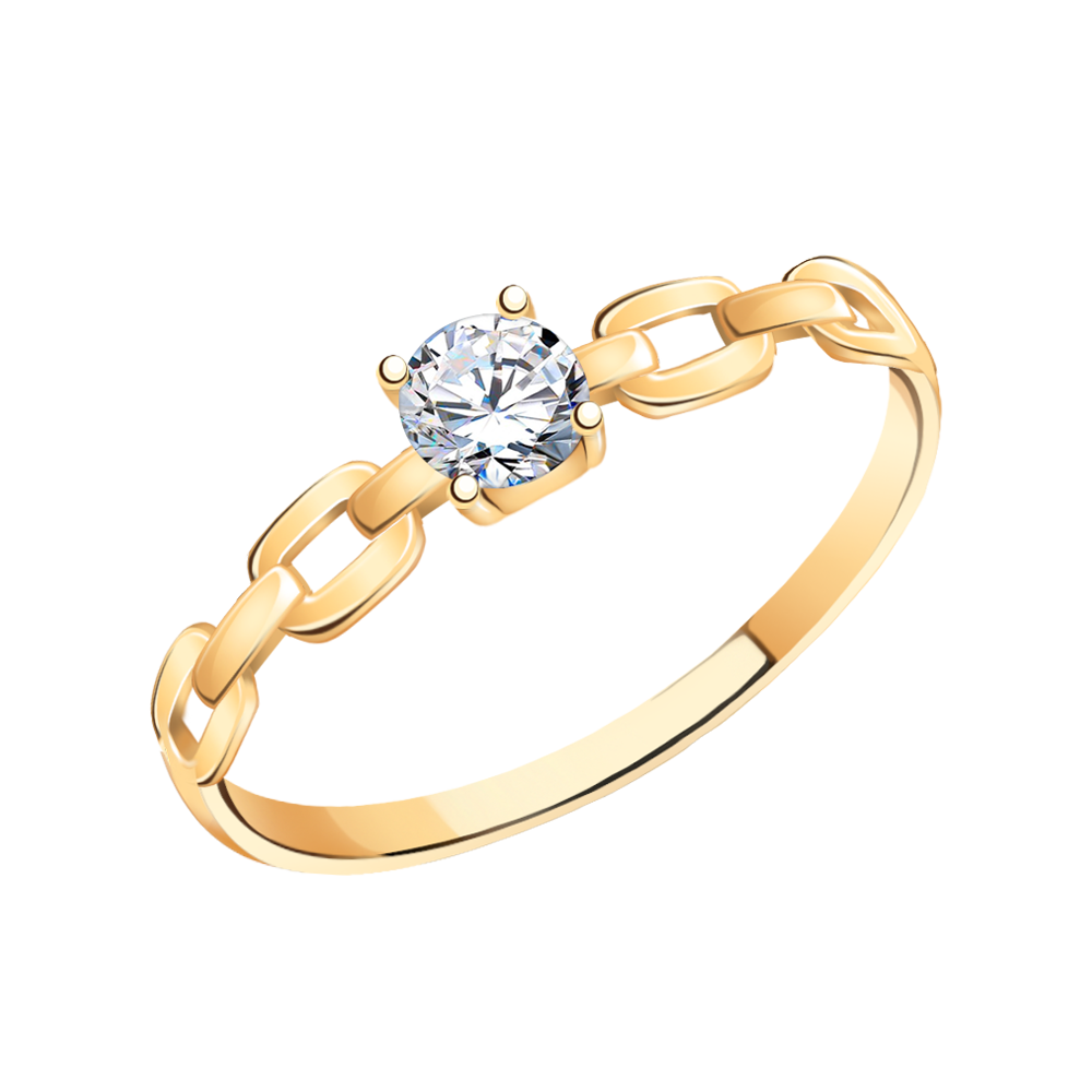 11223 кольцо 585* Кольцо из красного золота с фианитом | ювелирная компания ATOLL