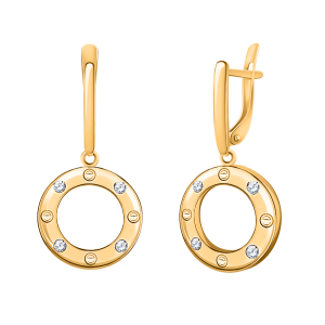 Серьги из золочёного серебра с фианитами