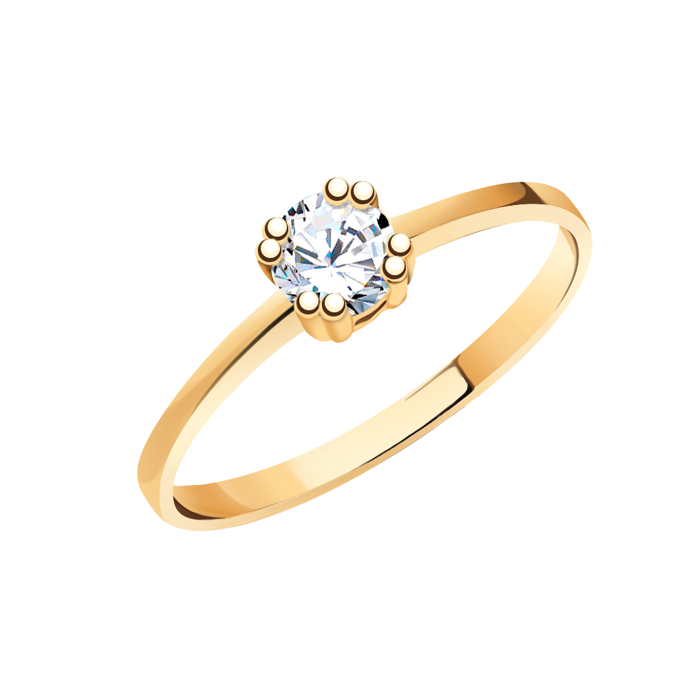 10620 кольцо 585* Кольцо из красного золота с фианитом | ювелирная компания ATOLL