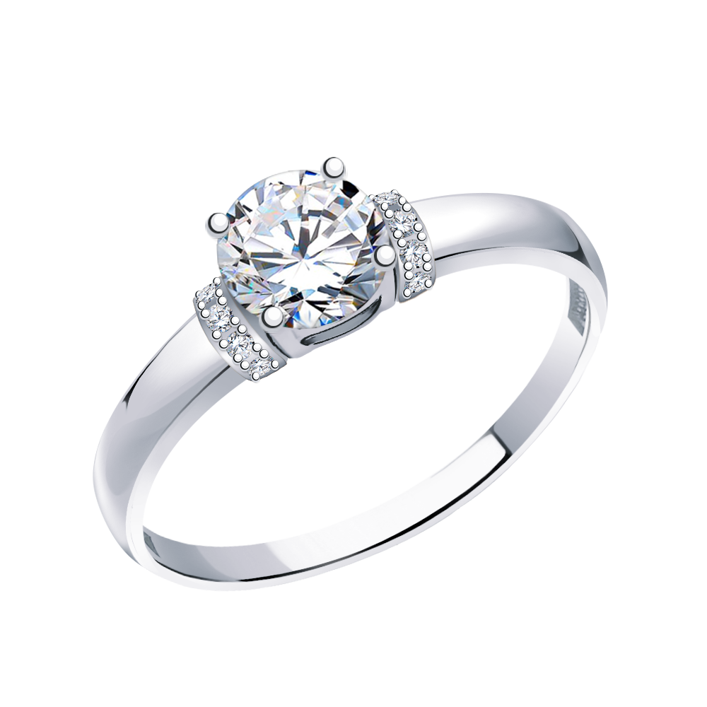 б11228 кольцо 585* Кольцо из белого золота с фианитами | ювелирная компания ATOLL