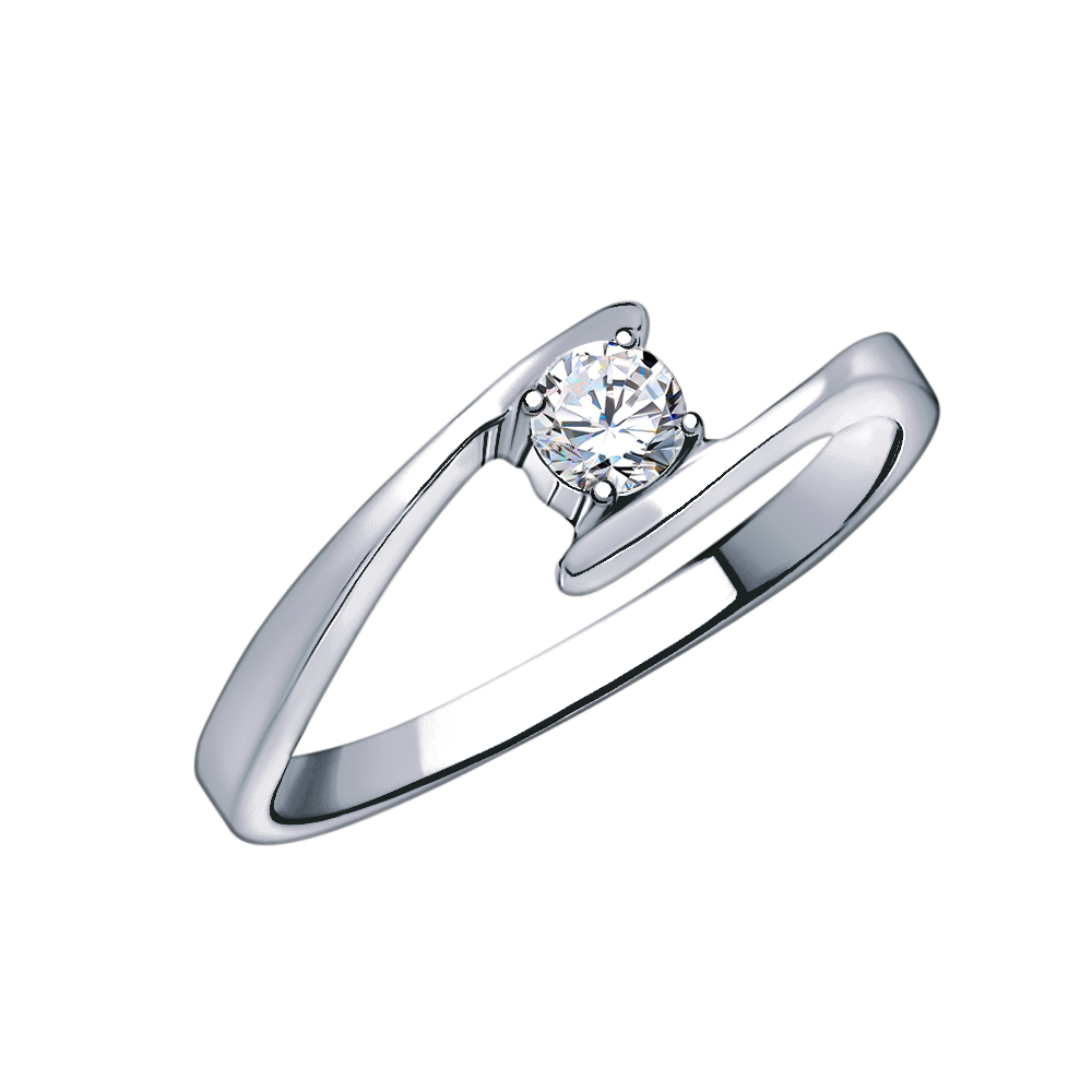 б10055 кольцо 585* Кольцо из белого золота с фианитом | ювелирная компания ATOLL