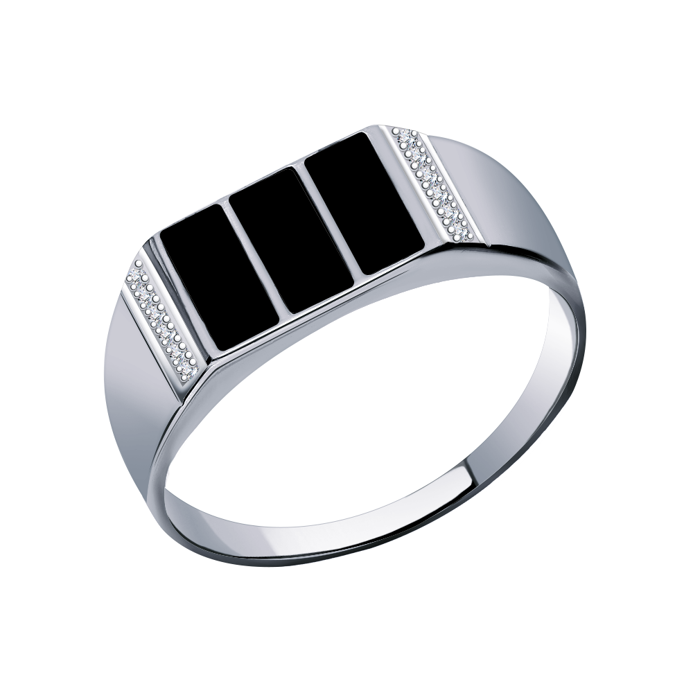 4158эc10-925 кольцо 925* Печатка мужская из серебра с фианитами | ювелирная компания ATOLL