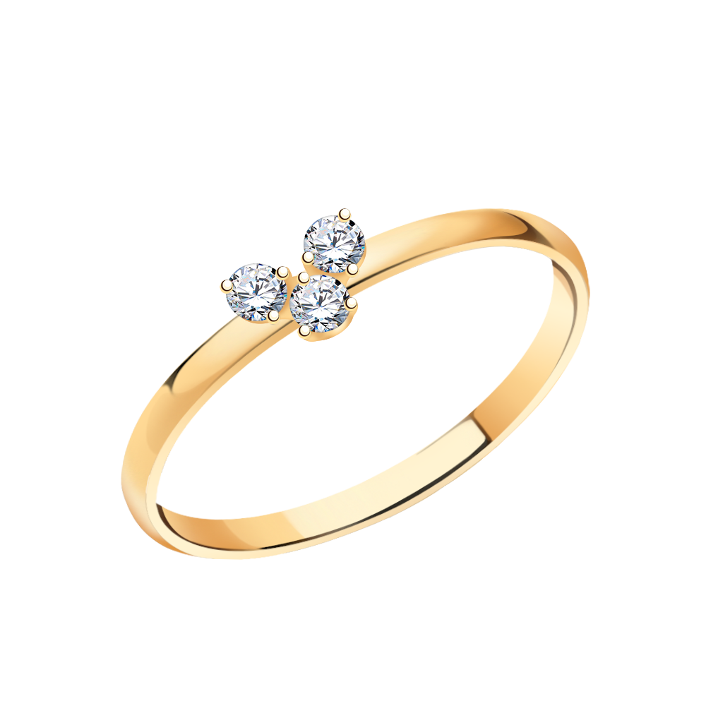 11209 кольцо 585* Кольцо из красного золота с фианитами | ювелирная компания ATOLL