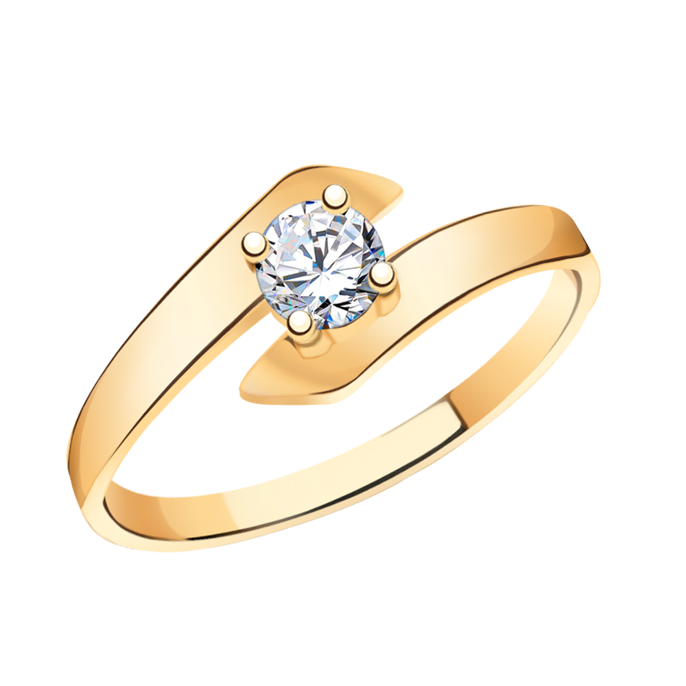 11122 кольцо 585* Кольцо из красного золота с фианитом | ювелирная компания ATOLL