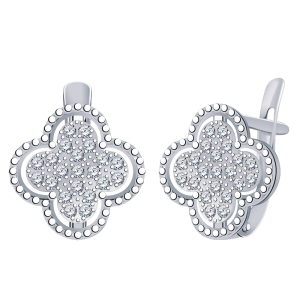 Серьги из серебра с фианитами