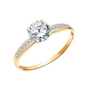 Кольцо из красного золота с фианитами