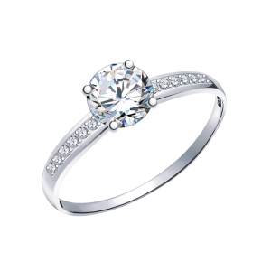 Кольцо из белого золота с фианитами