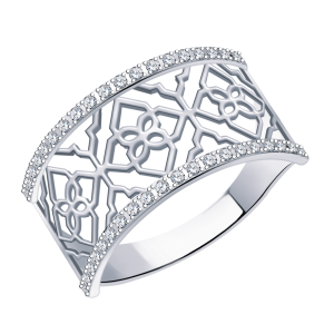 Кольцо из серебра с фианитами