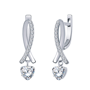 Серьги из серебра с фианитами