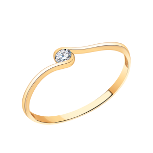 Кольцо из красного золота с фианитом