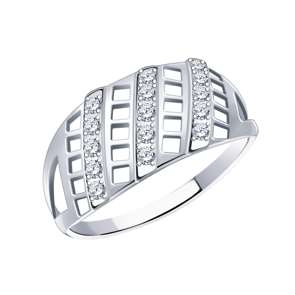 11134-925 кольцо 925* Кольцо из серебра с фианитами | ювелирная компания ATOLL