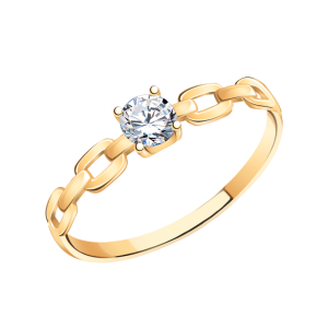 Кольцо из красного золота с фианитом