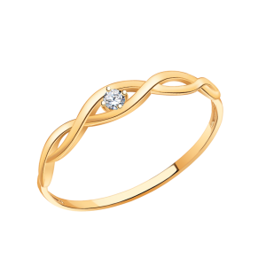 Кольцо из красного золота с фианитом