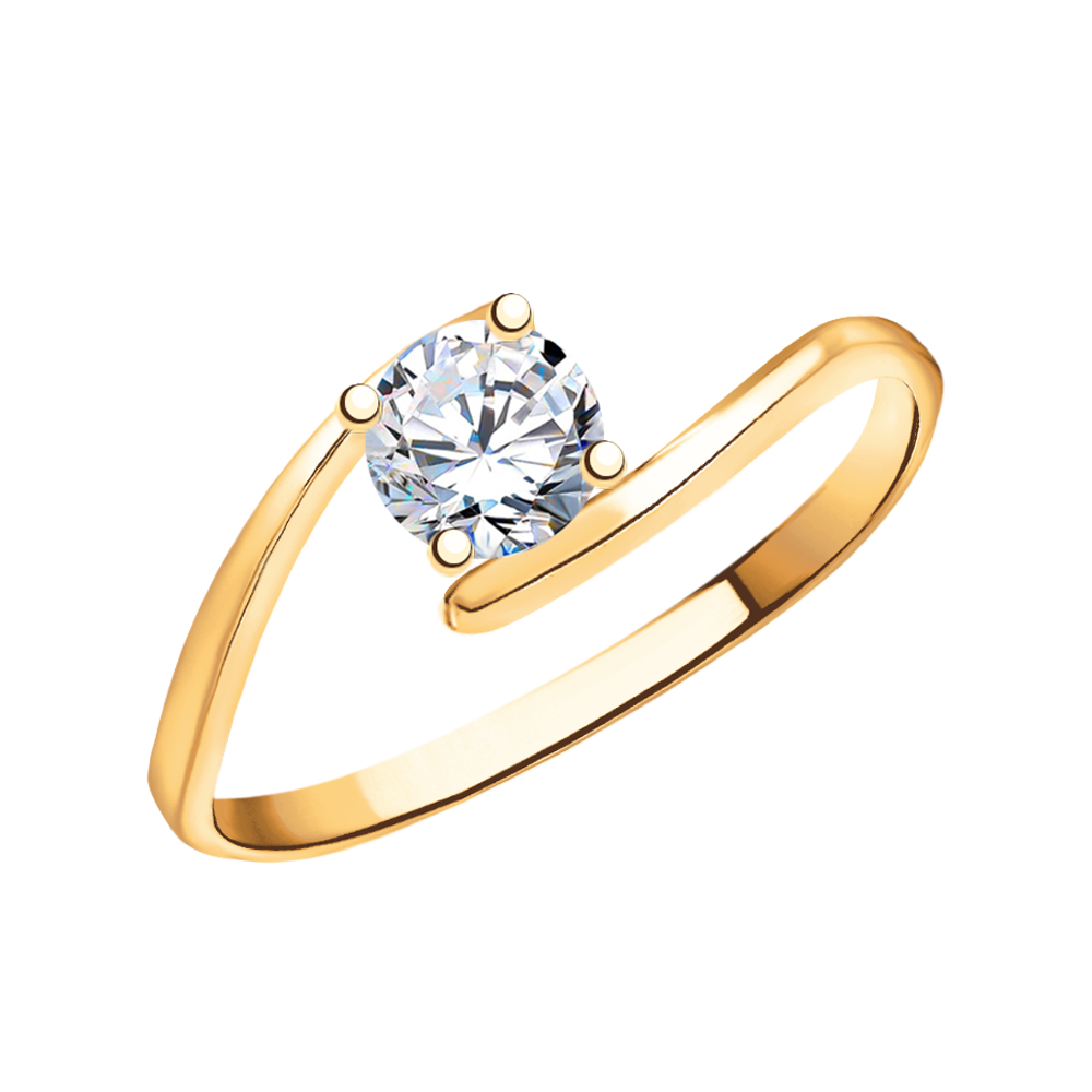 10971 кольцо 585* Кольцо из красного золота с фианитом | ювелирная компания ATOLL