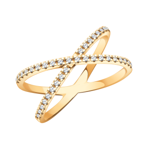 Кольцо из красного золота с фианитами