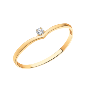 Кольцо из красного золота с фианитом