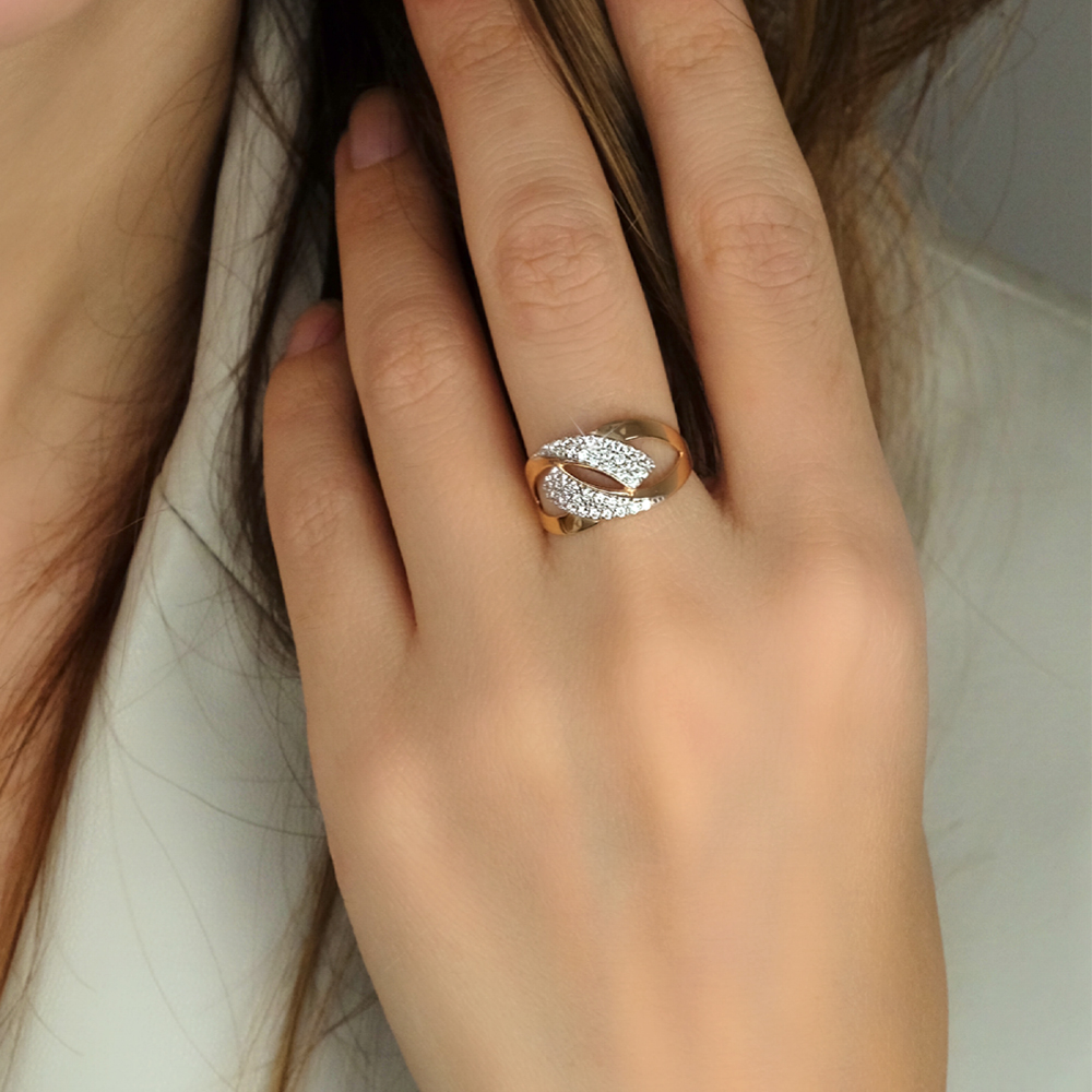 11191 кольцо 585* Кольцо из красного золота с фианитами | ювелирная компания ATOLL