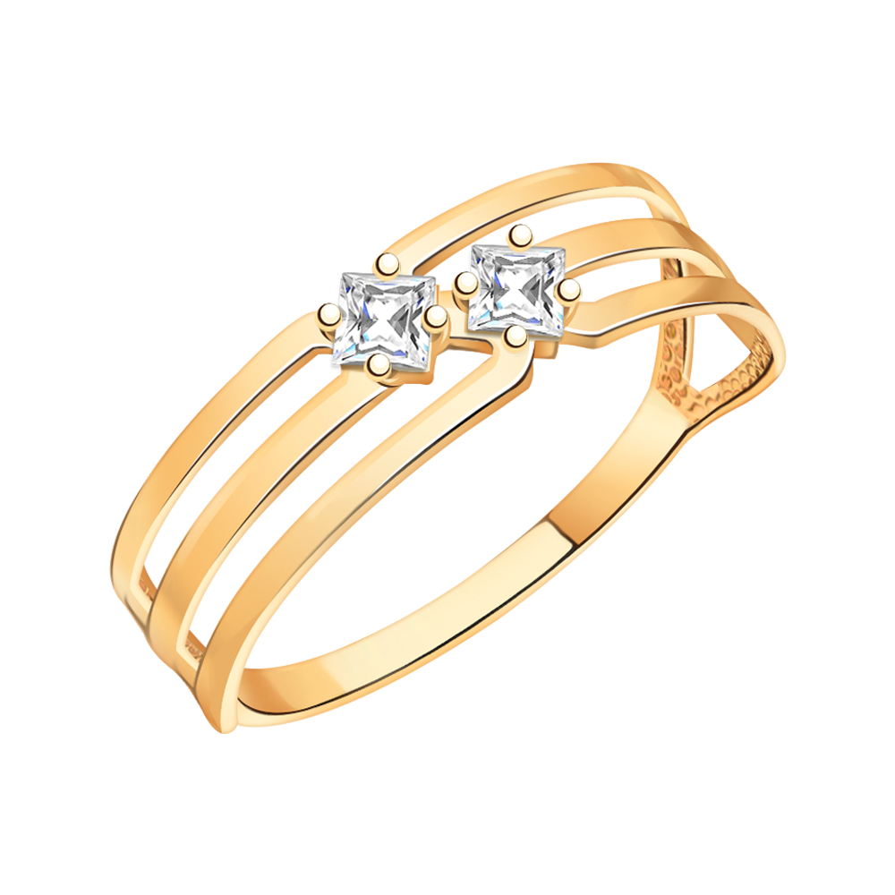 11001 кольцо 585* Кольцо из красного золота с фианитами | ювелирная компания ATOLL