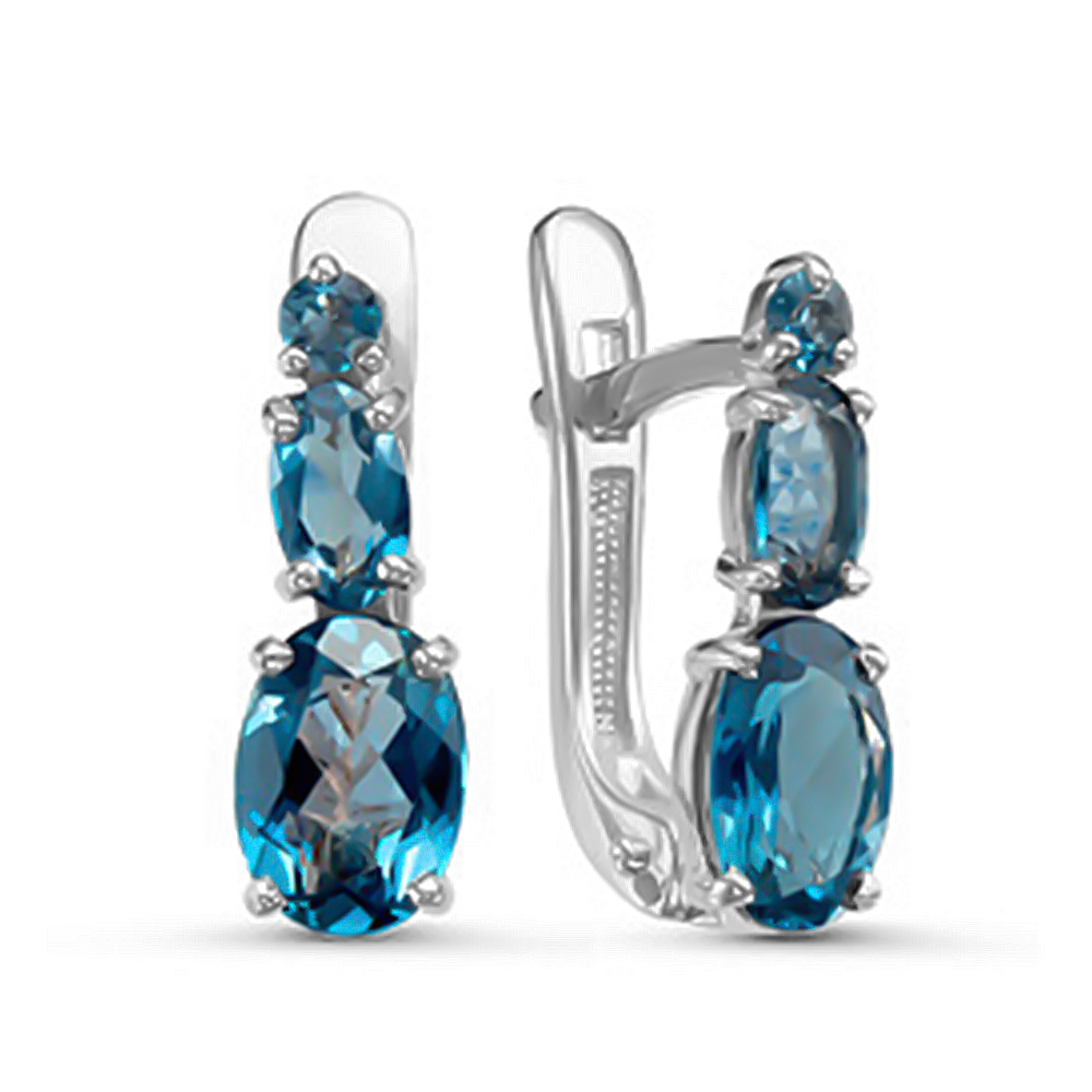 С-0230 серьги 925* Топаз London Blue КС