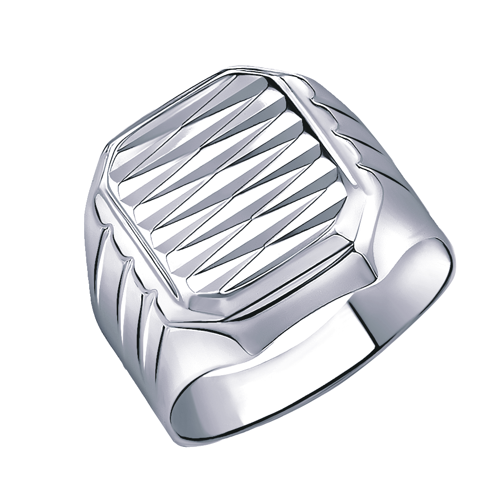 4143а-925 кольцо 925* Печатка мужская из серебра с алмазной гранью | ювелирная компания ATOLL