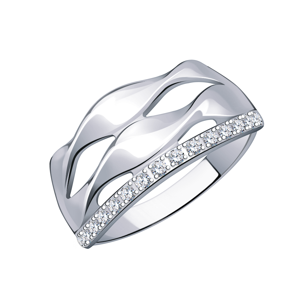 10870-925 кольцо 925* Кольцо из серебра с фианитами | ювелирная компания ATOLL