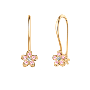 Детские серьги из красного золота с фианитами 