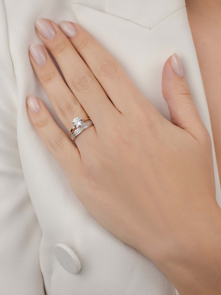 10341 кольцо 585* Кольцо из красного золота с фианитами | ювелирная компания ATOLL