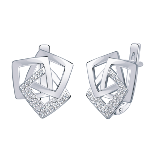 Серьги из серебра с фианитами