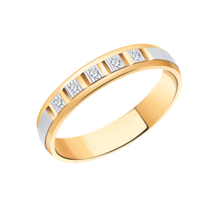 Обручальное кольцо из красного золота с фианитами