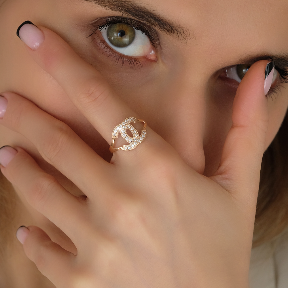 11066 кольцо 585* Кольцо из красного золота с фианитами | ювелирная компания ATOLL